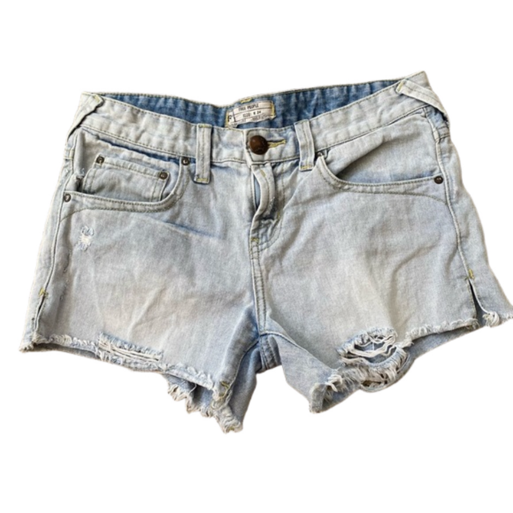 Free People Distressed Jean Shorts